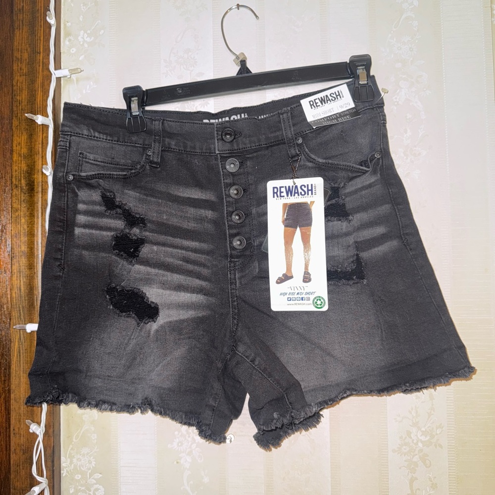 Rewash Black Distressed Women's Shorts